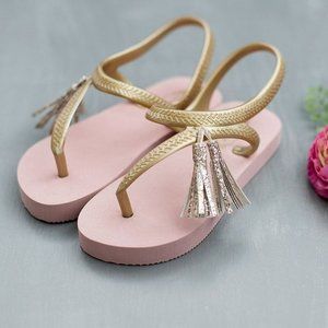 *CASSIA FLIP FLOPS IN ROSE AND GOLD*